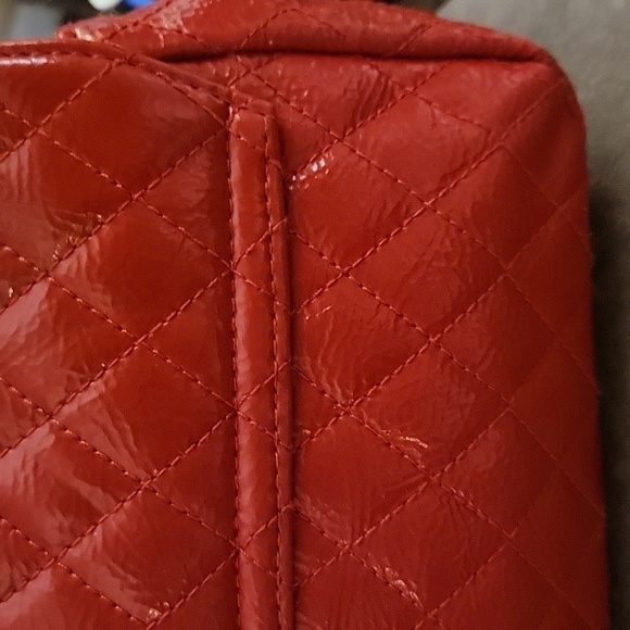 Kenneth COLE REACTION 1990s Red Quilted Chain Crossbody Envelope Mini Purse - Picture 9 of 14